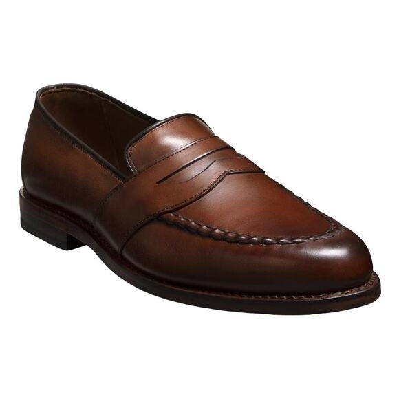 Allen Edmonds Randolph Penny Loafers Stacked Heel Leather Cordovan Burgundy 7.5D